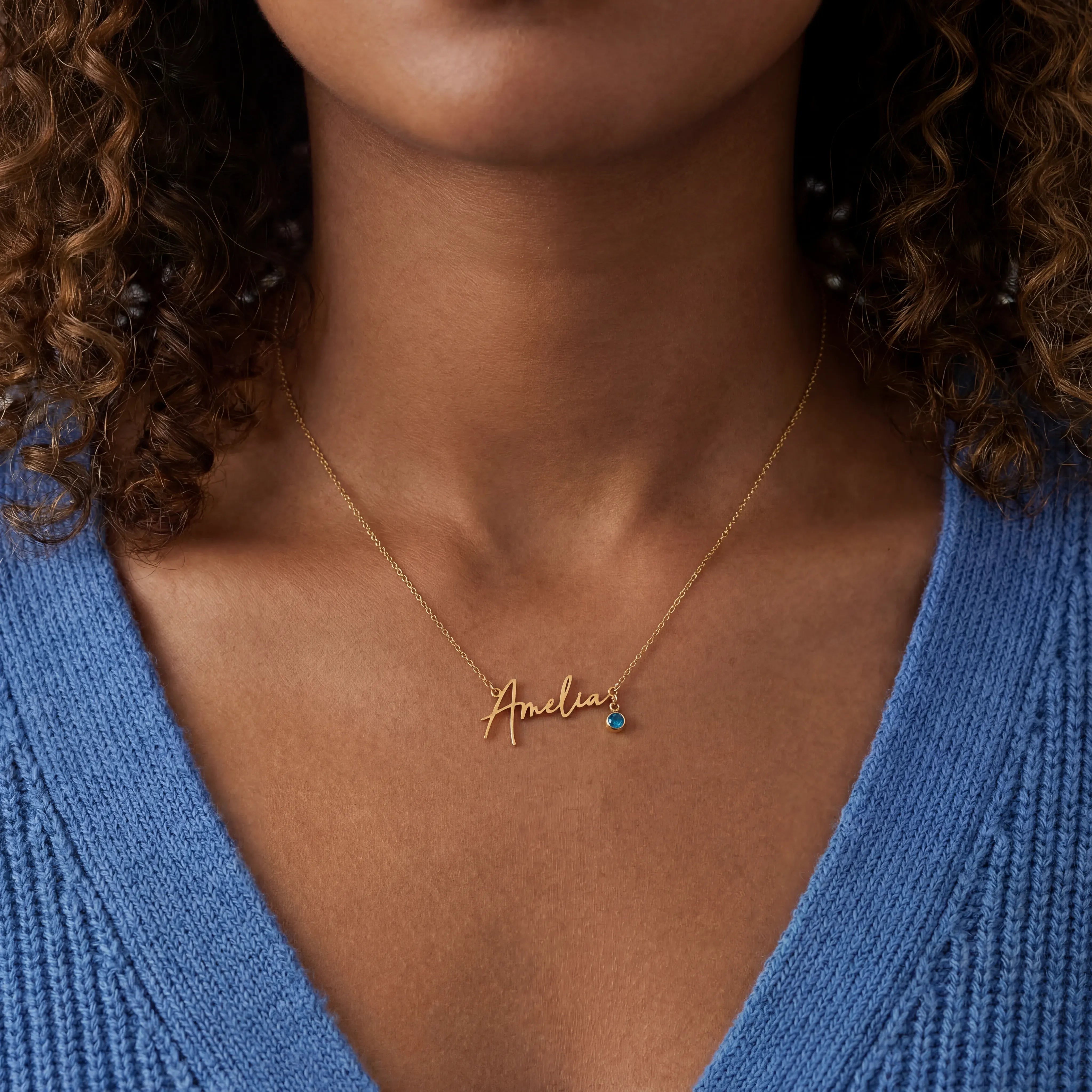 Necklace Personalised Name Necklace & Birthstone HBD