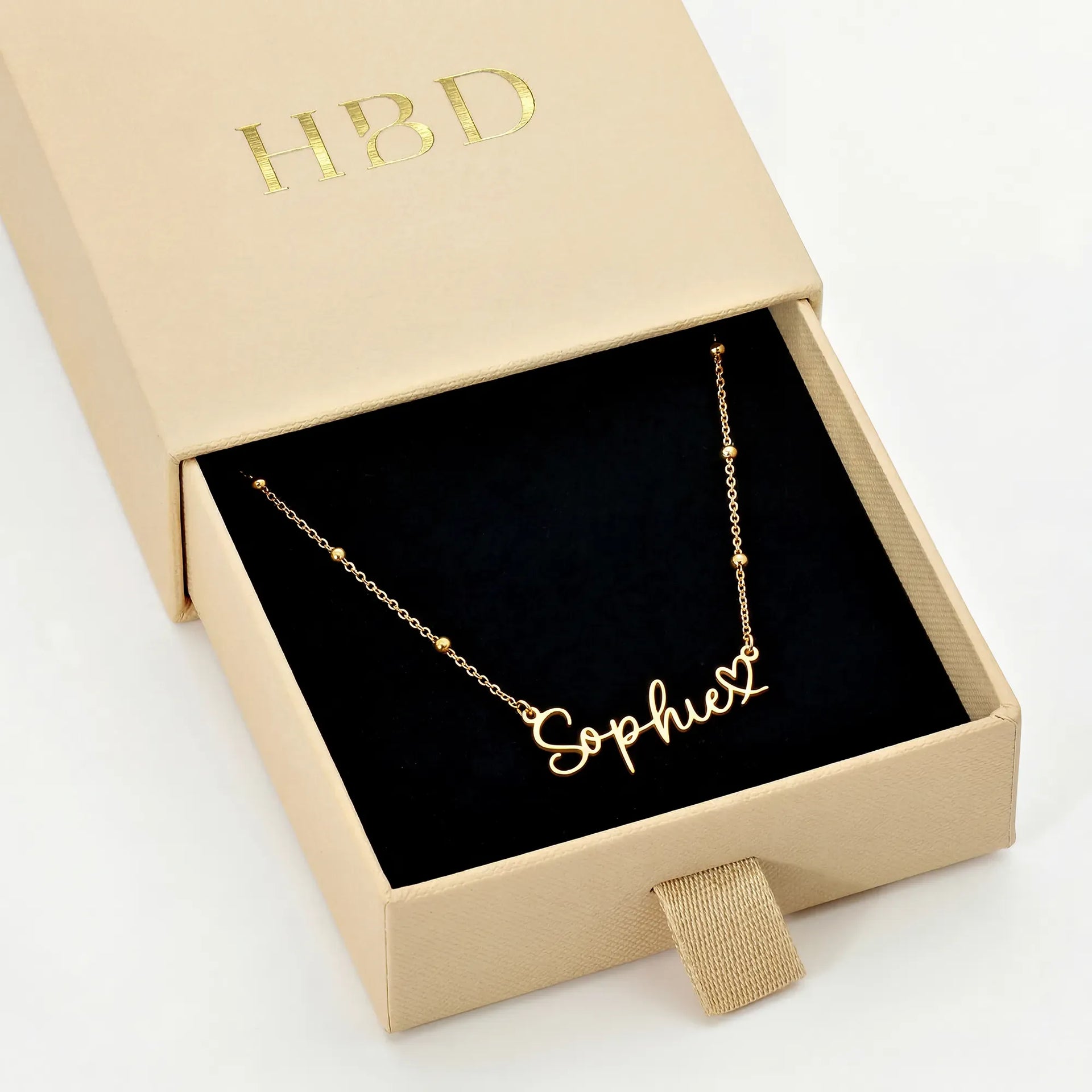 Custom Name & Heart Necklace - Gold, Silver, Sterling Silver & Vermeil