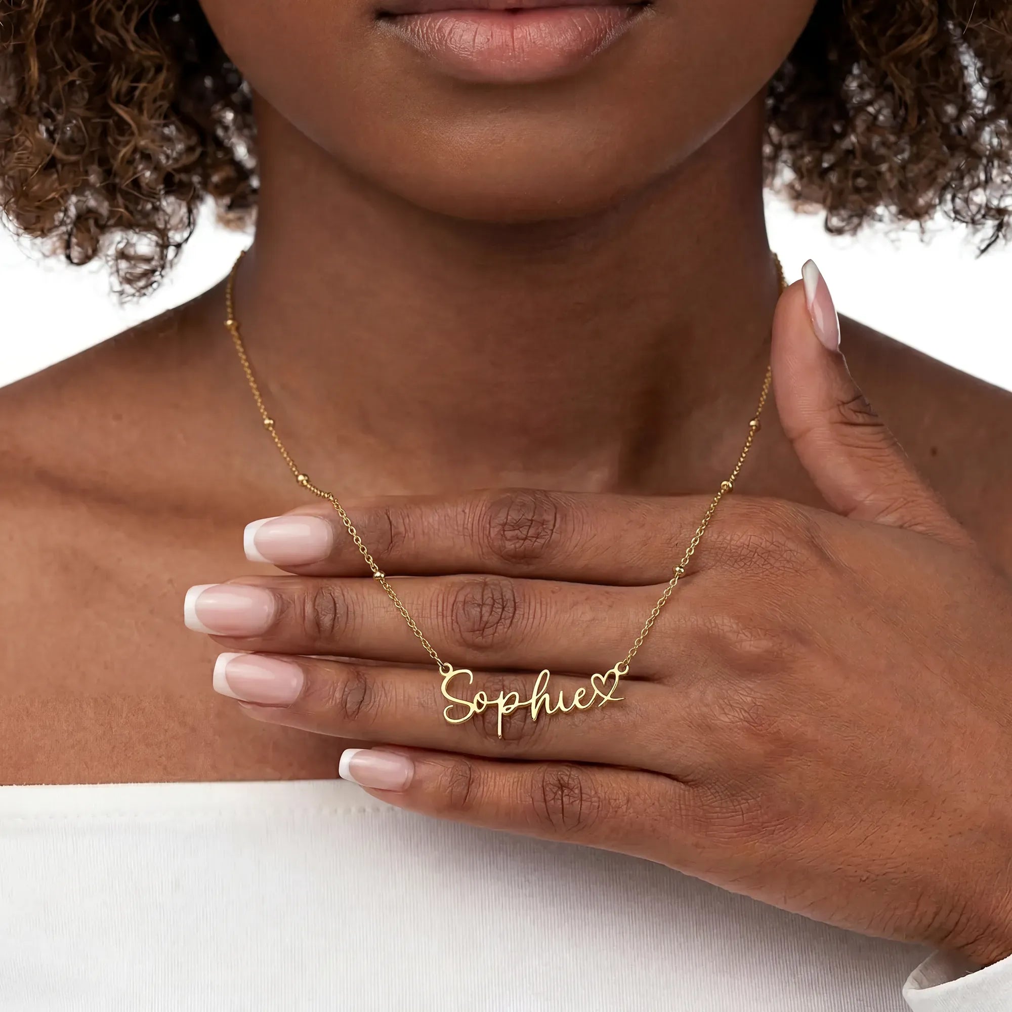 Necklace Personalised Name With Joined Heart Necklace HBD Custom Name & Heart Necklace - Gold, Silver, Sterling Silver & Vermeil