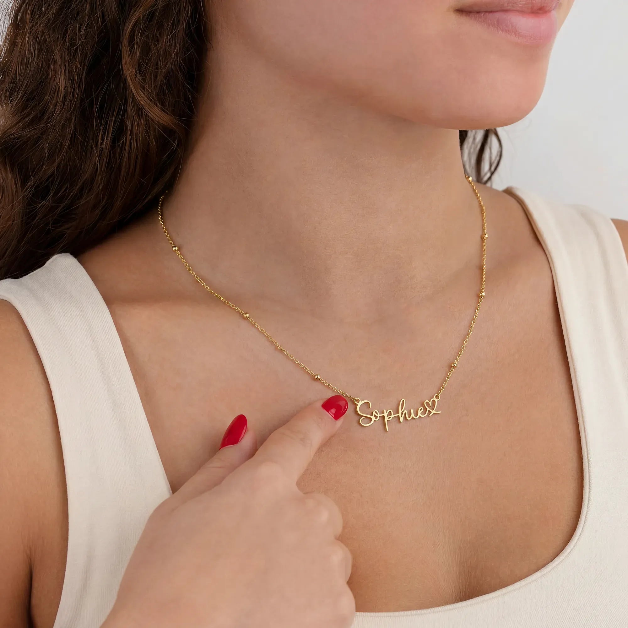 Necklace Personalised Name With Joined Heart Necklace HBD Custom Name & Heart Necklace - Gold, Silver, Sterling Silver & Vermeil