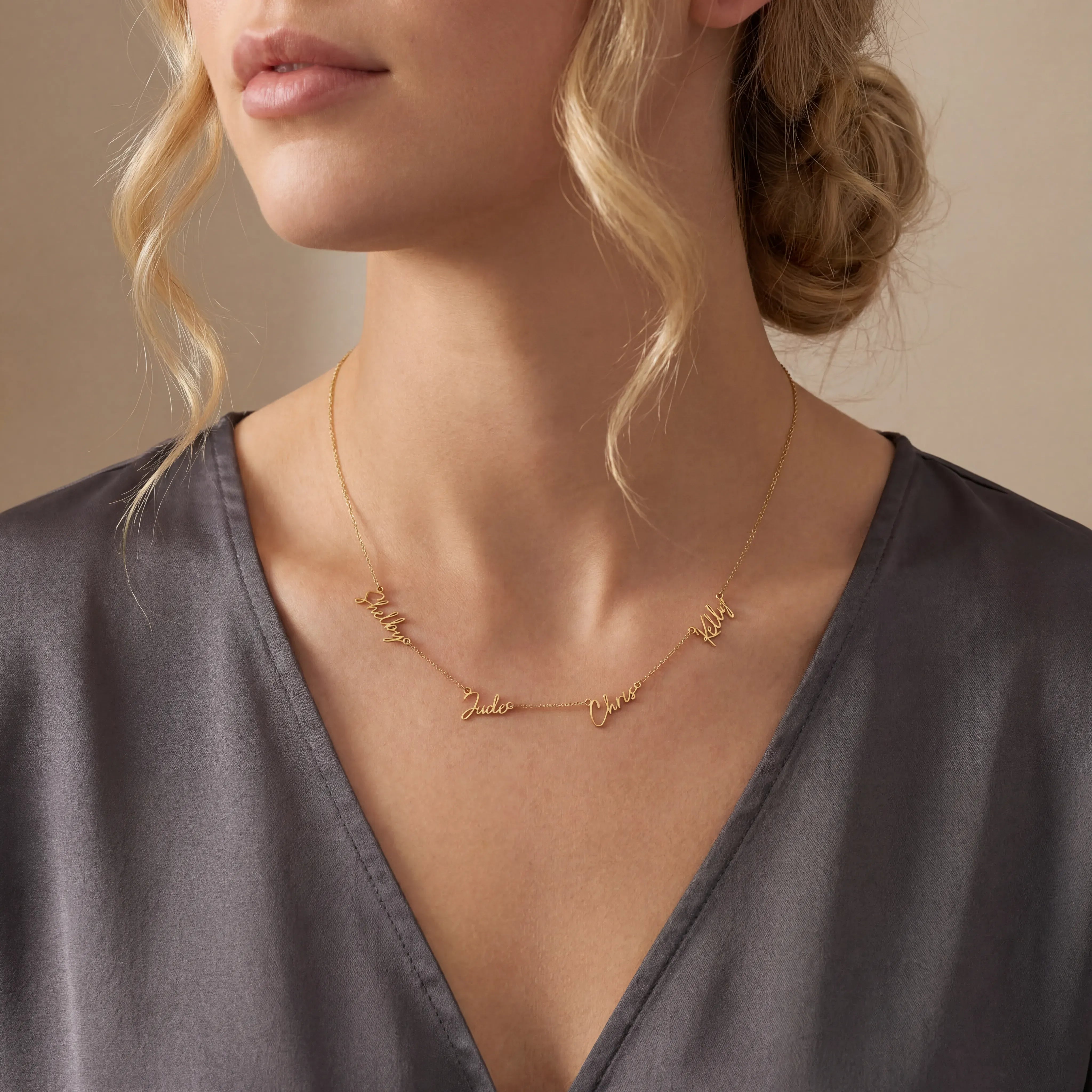 Necklace Personalised Quadruple Name Necklace HBD