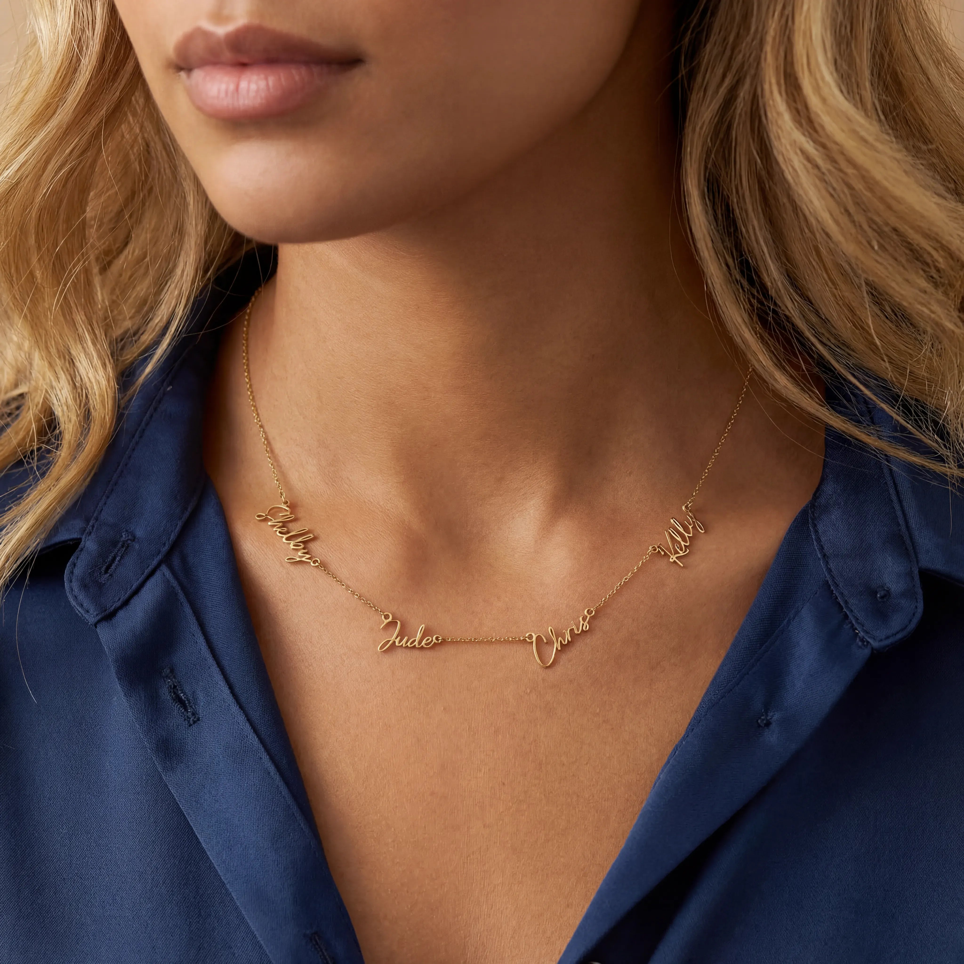 Necklace Personalised Quadruple Name Necklace HBD