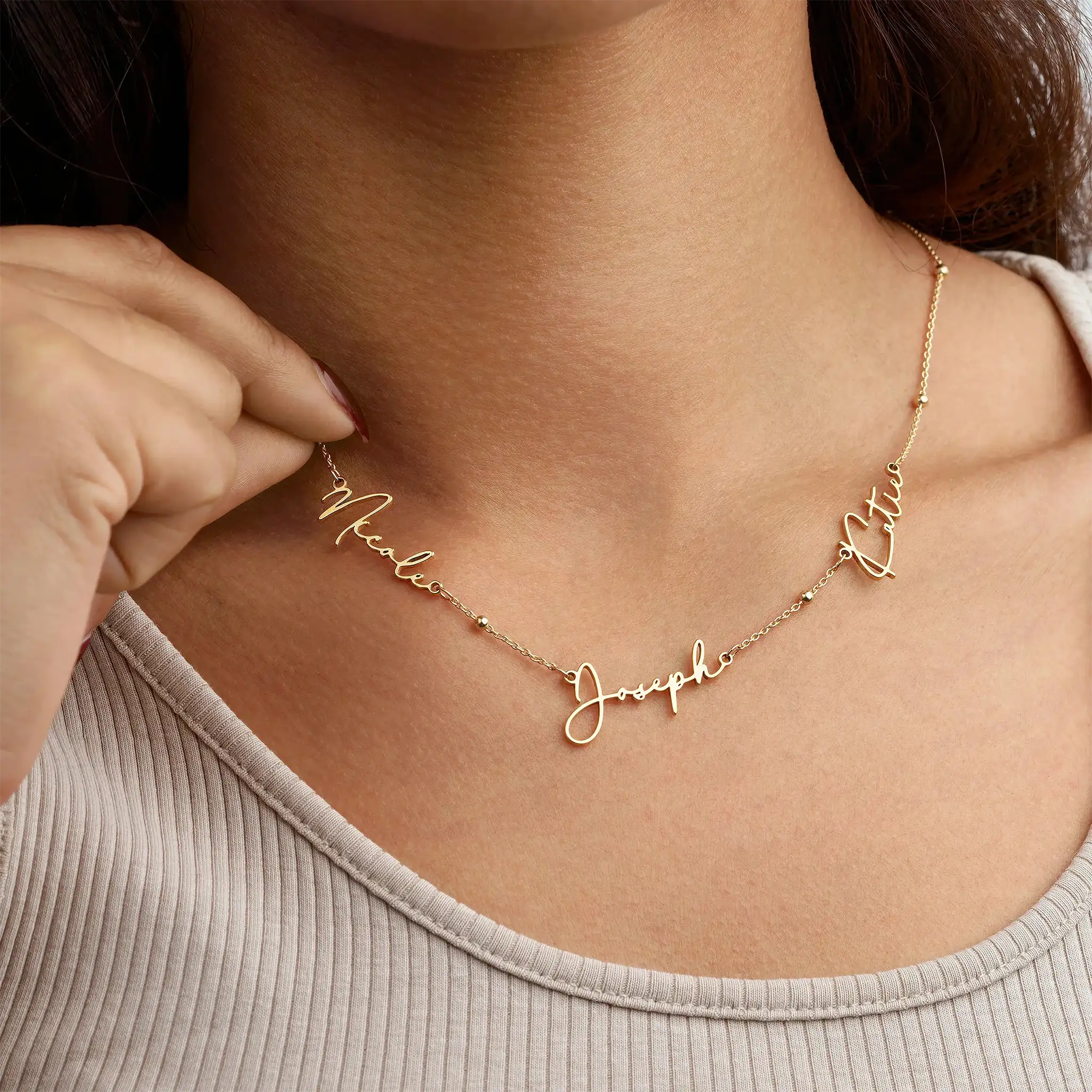 Necklace Personalised Triple Name Necklace HBD