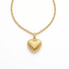 Necklace Ribbed Heart Necklace HBD Ribbed Heart Necklace