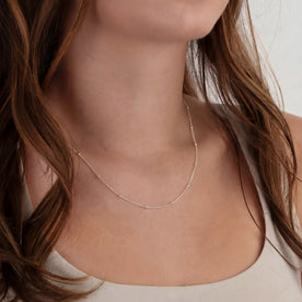 Satellite Ball Curb Chain in 18ct Gold or Sterling Silver – Fine Layering Chain 14" to 20"