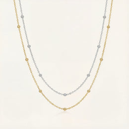 Satellite Ball Curb Chain in 18ct Gold or Sterling Silver – Fine Layering Chain 14" to 20"
