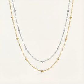Satellite Ball Curb Chain in 18ct Gold or Sterling Silver – Fine Layering Chain 14" to 20"