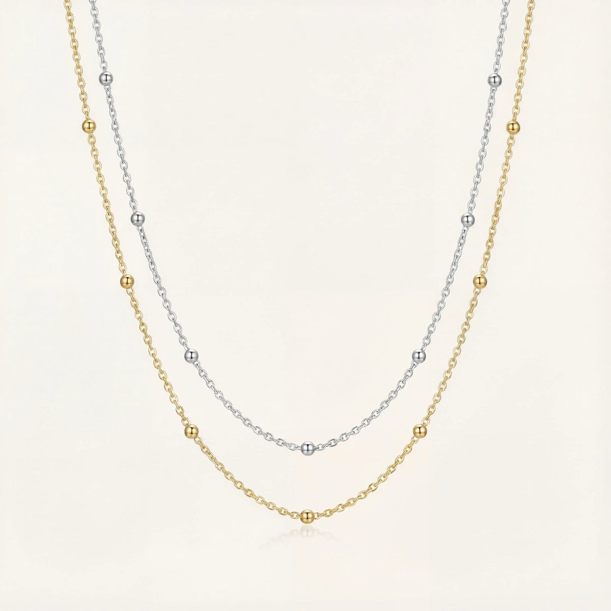 Satellite Ball Curb Chain in 18ct Gold or Sterling Silver – Fine Layering Chain 14" to 20"