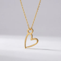 Kids Heart Necklace in Gold or Silver – Dainty Open Heart Pendant – 12"–16"
