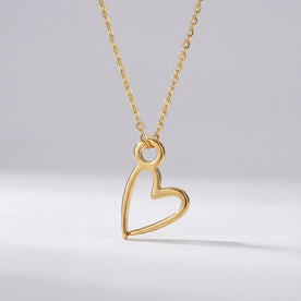 Kids Heart Necklace in Gold or Silver – Dainty Open Heart Pendant – 12"–16"