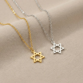 Star of David Necklace in 18ct Gold or Sterling Silver in 3 Chain Styles