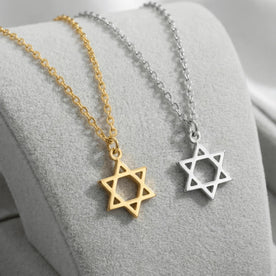 Star of David Necklace in 18ct Gold or Sterling Silver in 3 Chain Styles