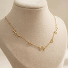 Necklace Triple Name Necklace with Two Hearts HBD