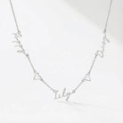 Necklace Triple Name Necklace with Two Hearts HBD