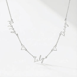 Triple Name Necklace with Two Hearts – Custom Personalised Necklace in Gold or Silver