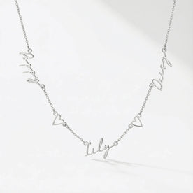 Triple Name Necklace with Two Hearts – Custom Personalised Necklace in Gold or Silver