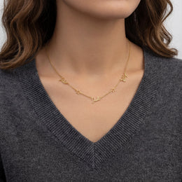 Triple Name Necklace with Two Stars – Custom Personalised Necklace in Gold or Silver