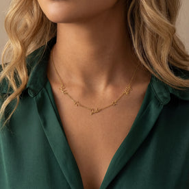 Triple Name Necklace with Two Stars – Custom Personalised Necklace in Gold or Silver
