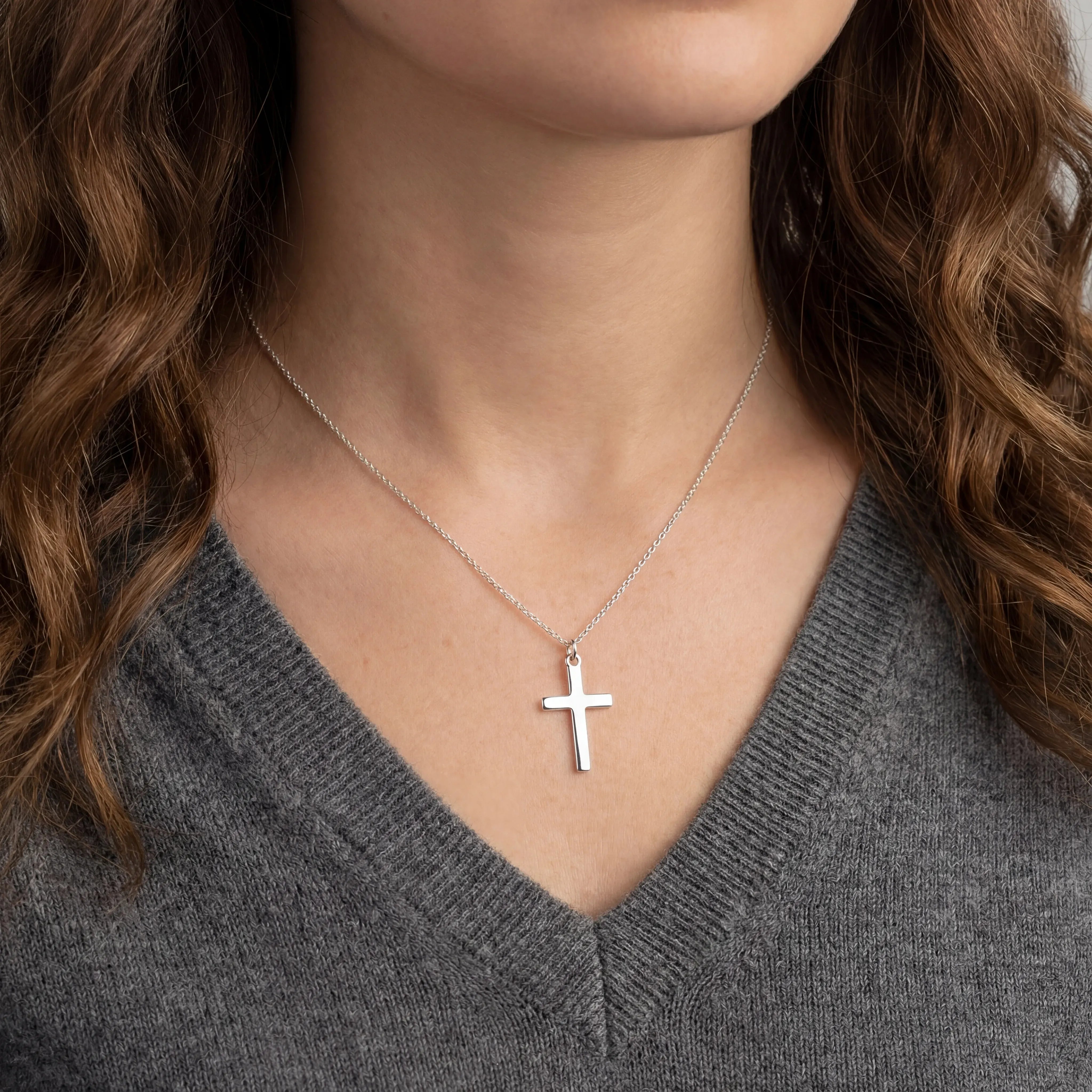 Necklace Vertical Cross Necklace HBD
