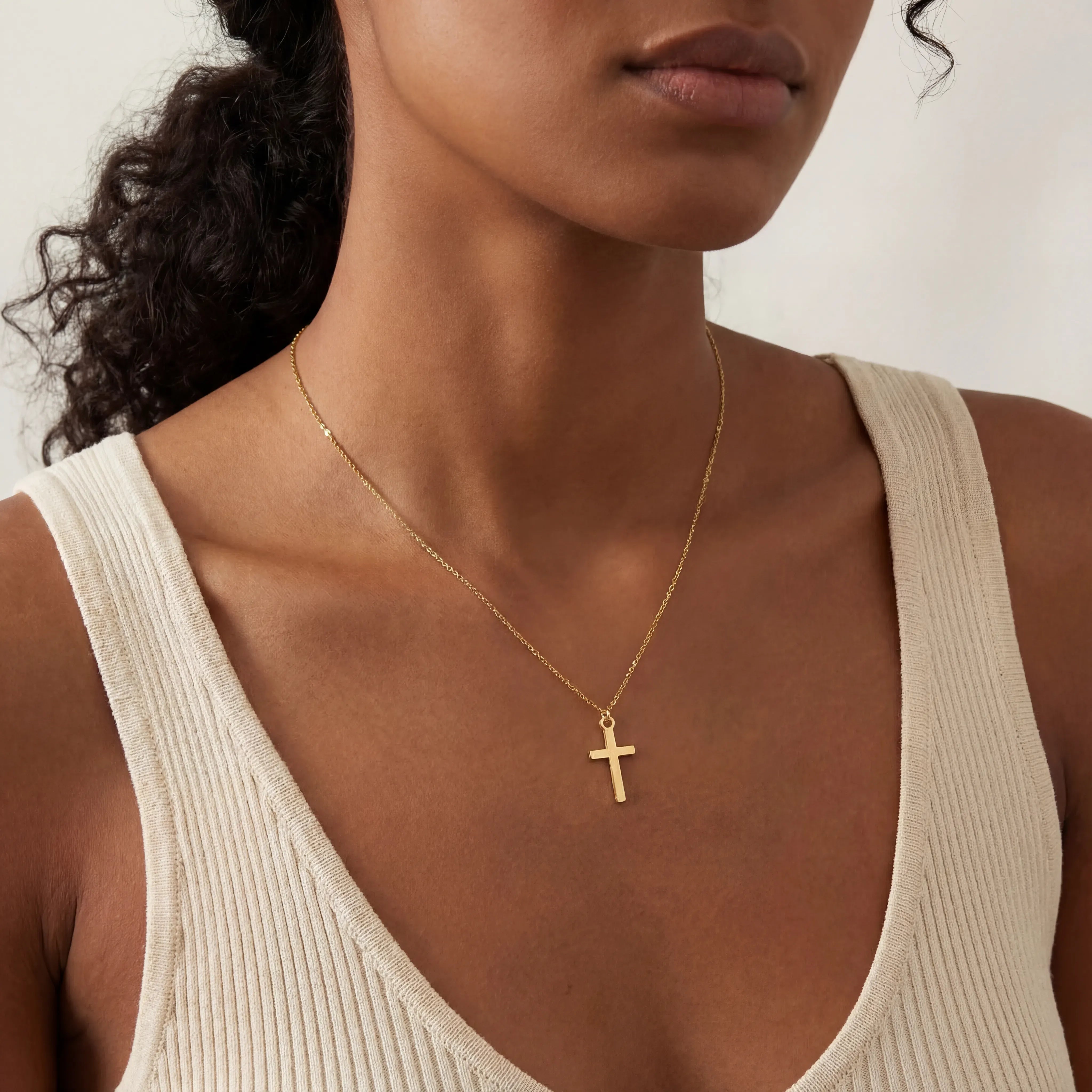 Necklace Vertical Cross Necklace HBD