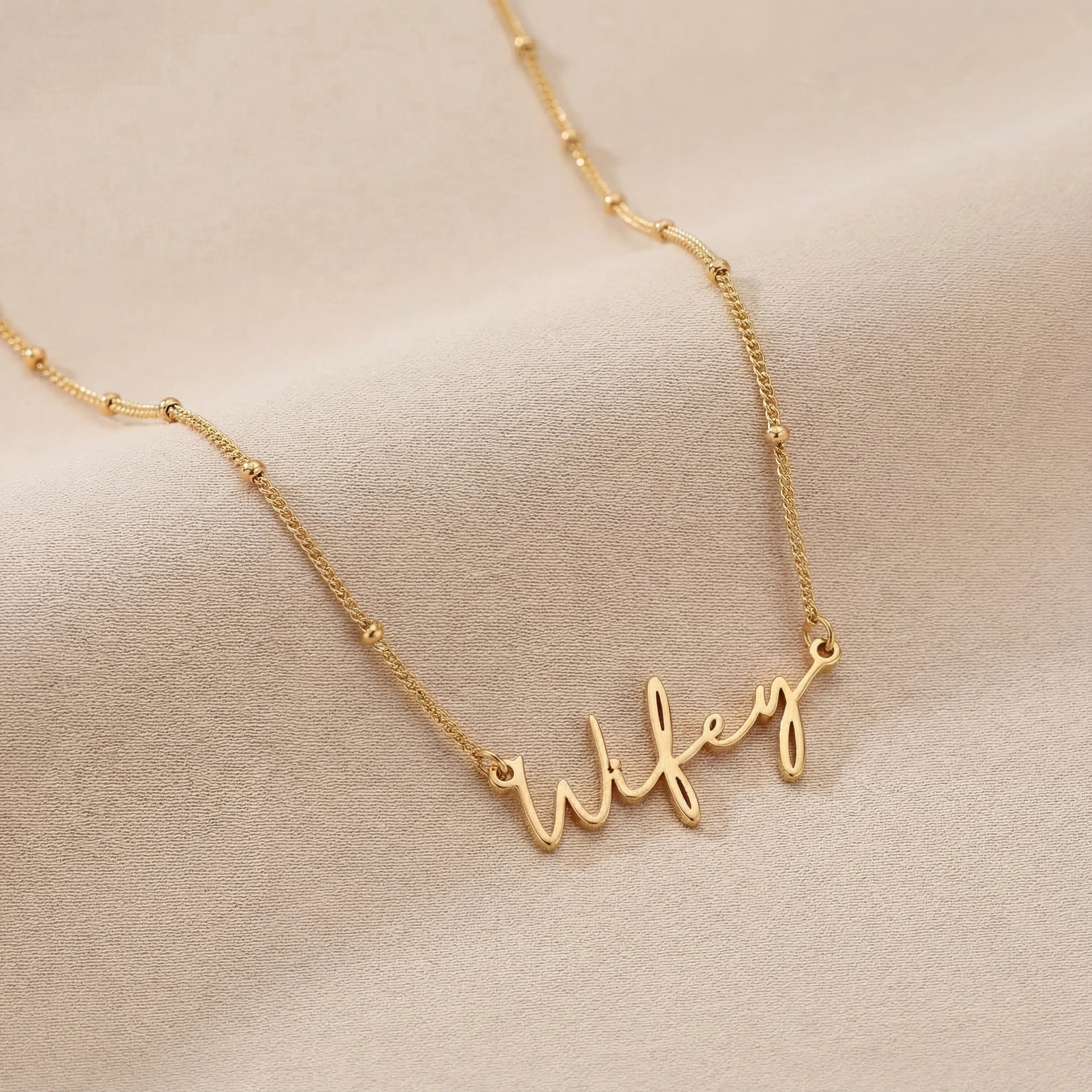 Necklace Wifey Necklace HBD Wifey Necklace | Chain for Wife | Necklace for Her | Present in Gold & Silver