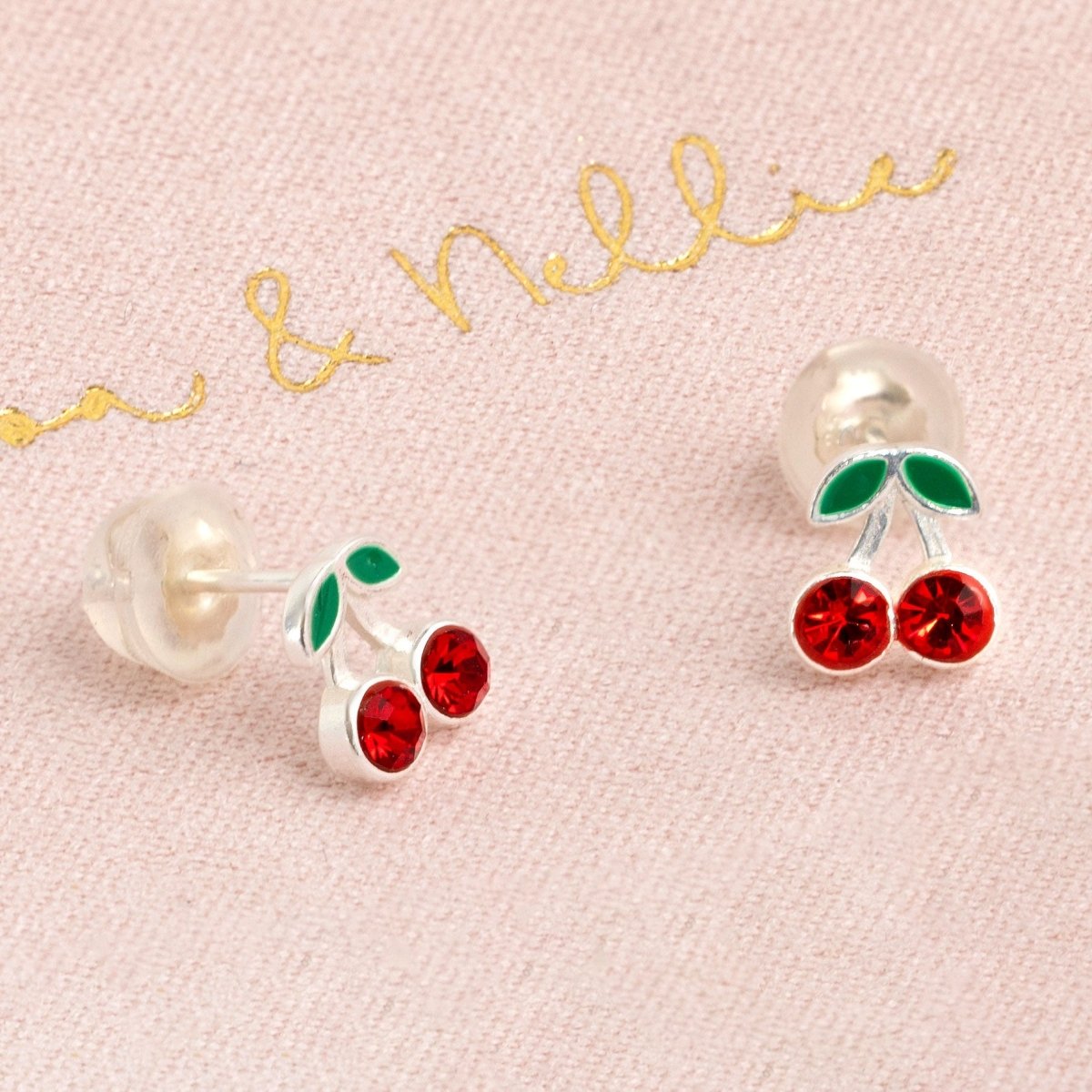Noa & Nellie Earrings Sterling Silver Kids Cherry Stud Earrings