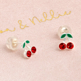 Kids Sterling Silver Cherry Earrings – Fun Children’s Jewellery Gift