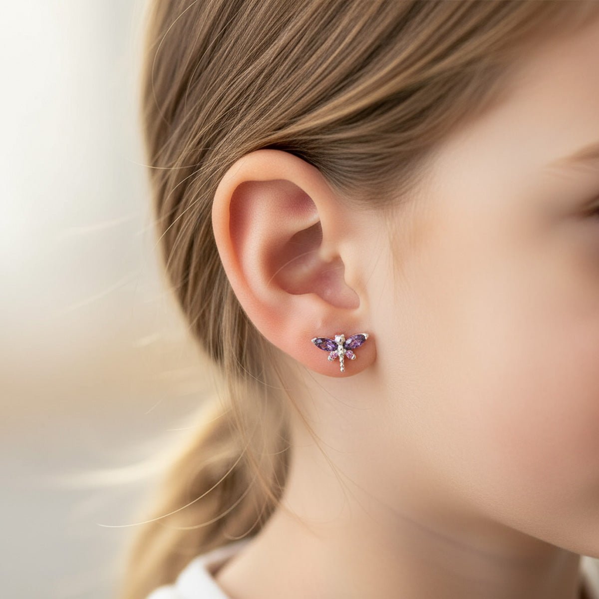 Noa & Nellie Earrings Sterling Silver Kids Dragonfly Stud Earrings