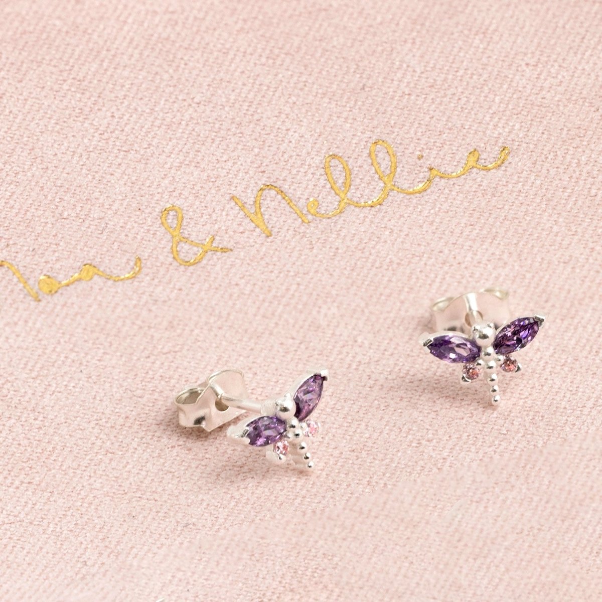 Noa & Nellie Earrings Sterling Silver Kids Dragonfly Stud Earrings