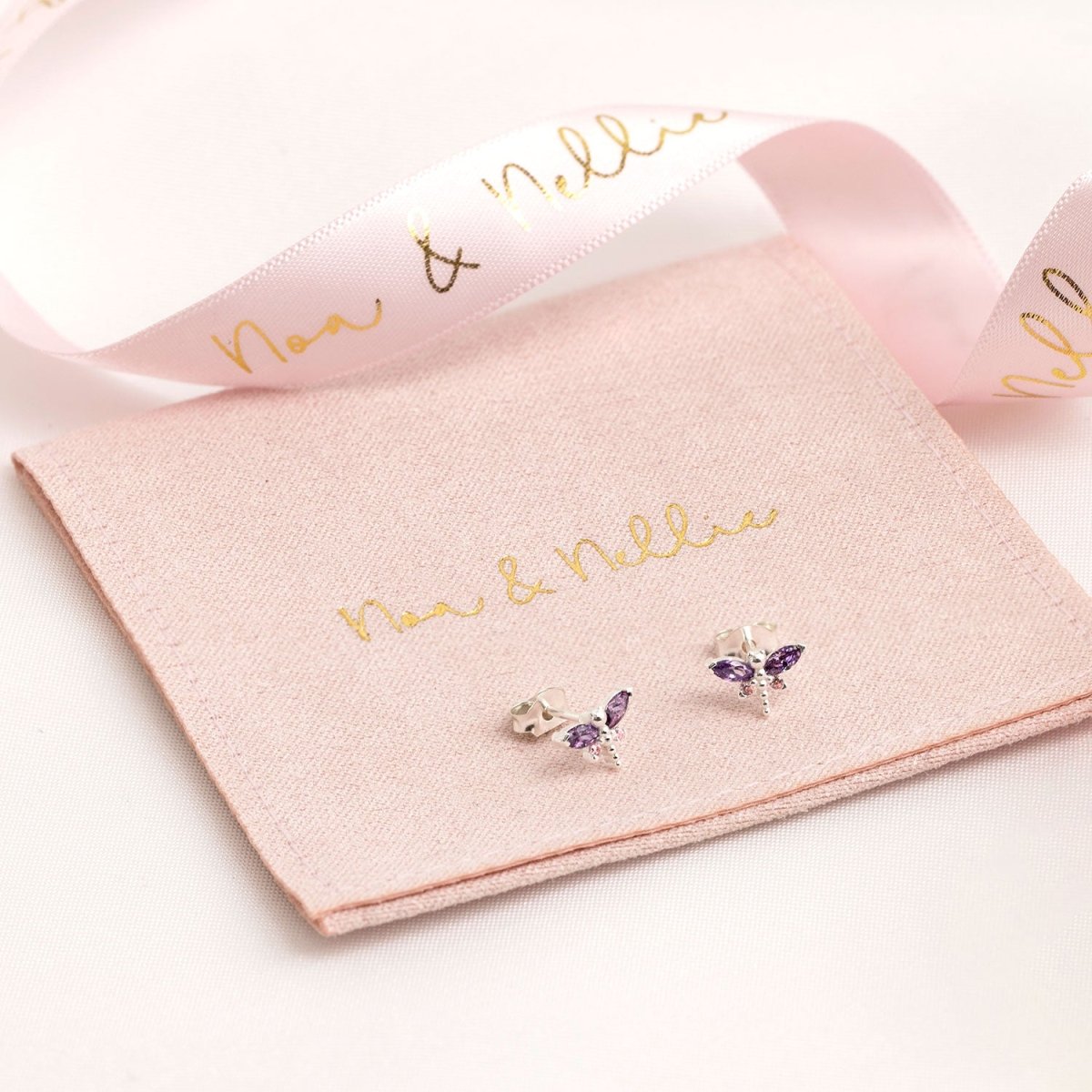 Noa & Nellie Earrings Sterling Silver Kids Dragonfly Stud Earrings