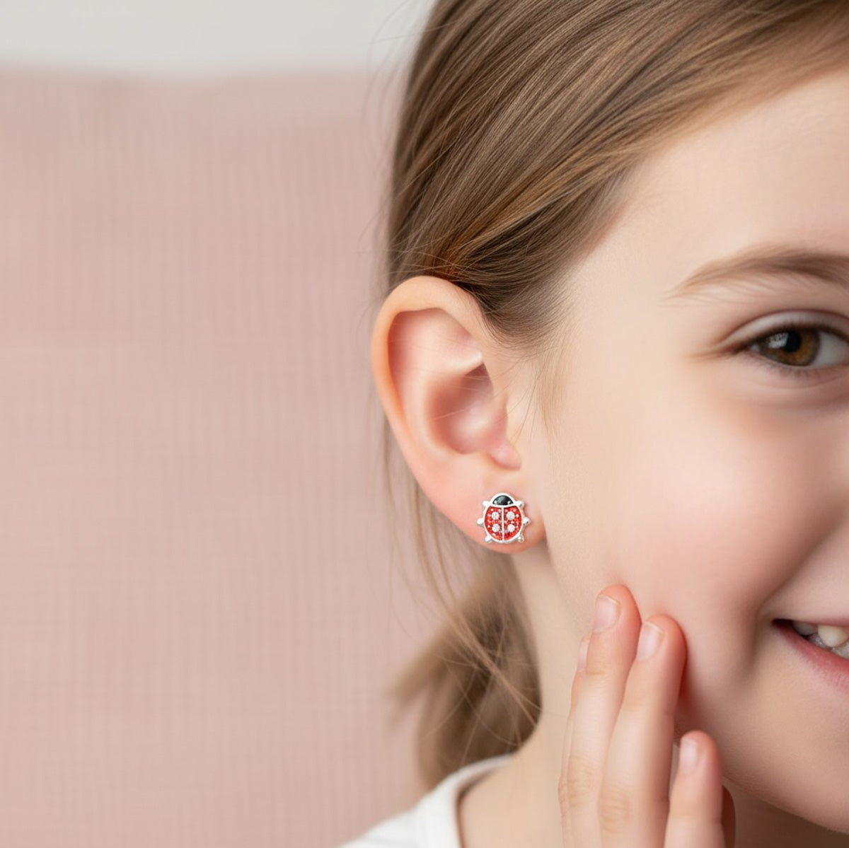 Noa & Nellie Earrings Sterling Silver Kids Ladybird Stud Earrings