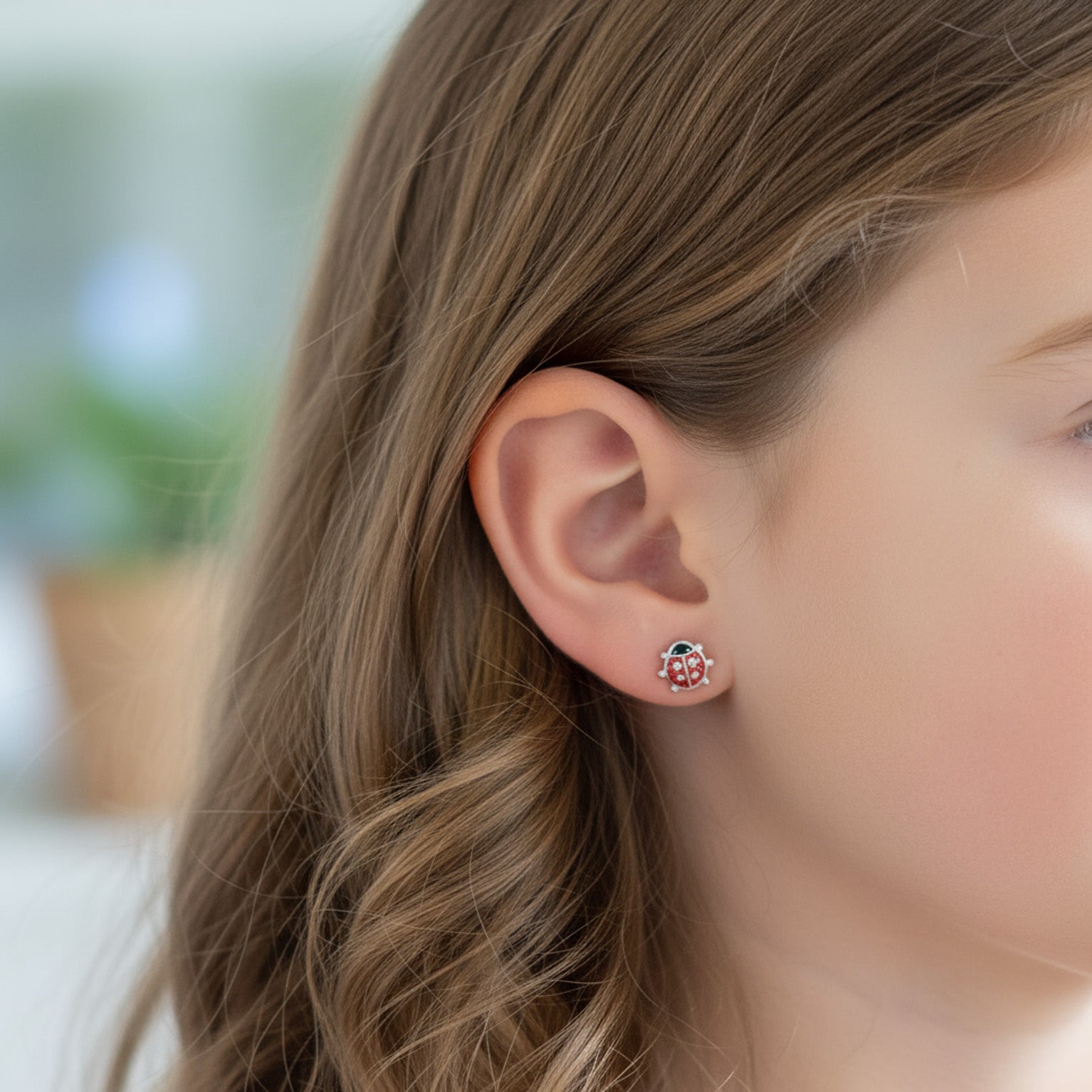 Noa & Nellie Earrings Sterling Silver Kids Ladybird Stud Earrings