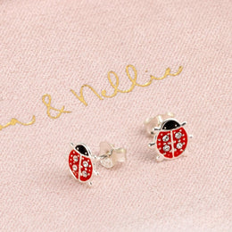 Sterling Silver Kids Ladybird Stud Earrings – Children’s Jewellery by Noa & Nellie