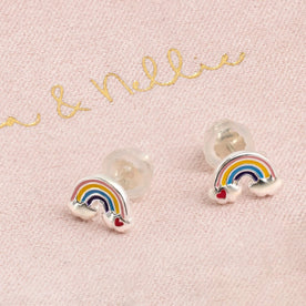 Sterling Silver Kids Rainbow Stud Earrings – Children’s Jewellery by Noa & Nellie