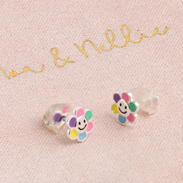 Sterling Silver Smiley Flower Earrings for Kids – Children’s Jewellery by Noa & Nellie