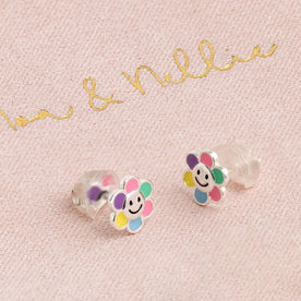 Sterling Silver Smiley Flower Earrings for Kids – Children’s Jewellery by Noa & Nellie