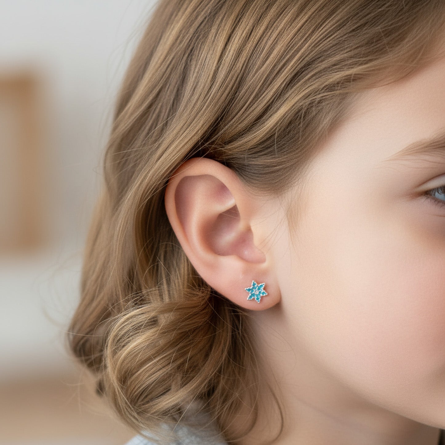 Noa & Nellie Earrings Sterling Silver Kids Snowflake Stud Earrings