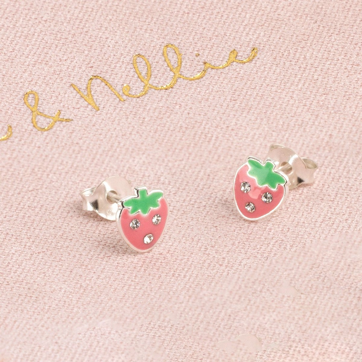 Noa & Nellie Earrings Sterling Silver Kids Strawberry Stud Earrings
