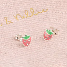 Sterling Silver Strawberry Stud Earrings for Kids – Children’s Jewellery by Noa & Nellie