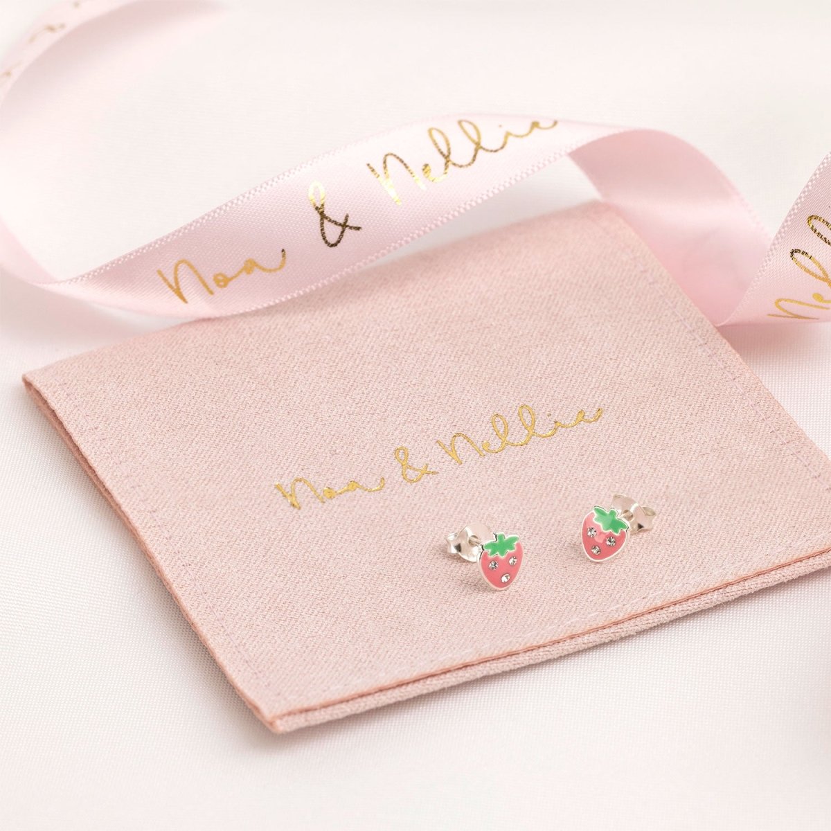 Noa & Nellie Earrings Sterling Silver Kids Strawberry Stud Earrings