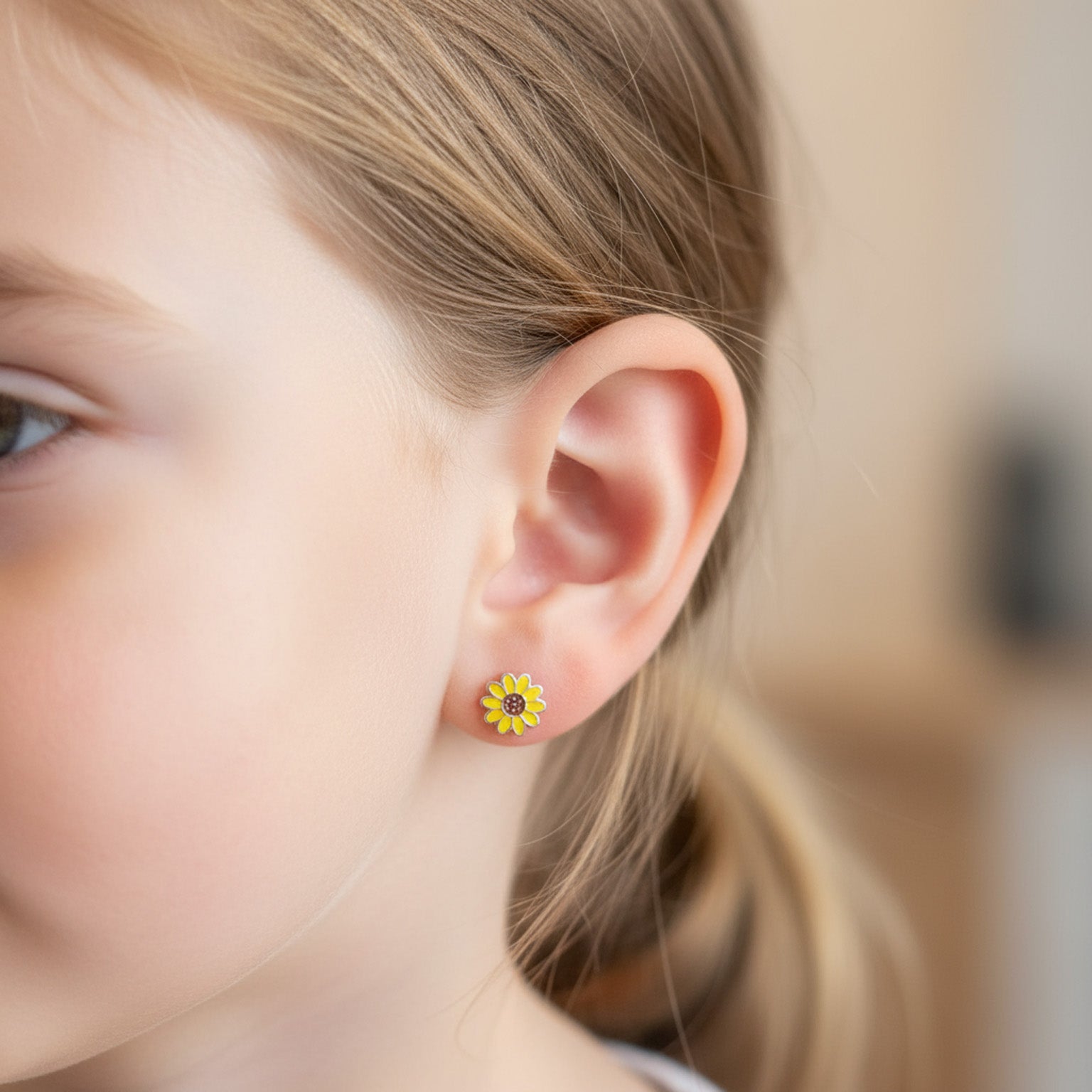 Noa & Nellie Earrings Sterling Silver Kids Sunflower Stud Earrings
