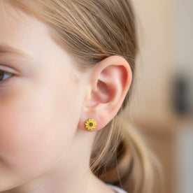 Kids Sunflower Earrings in Sterling Silver – Noa & Nellie Children’s Jewellery
