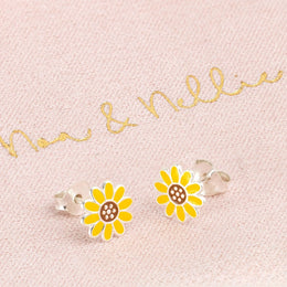 Kids Sunflower Earrings in Sterling Silver – Noa & Nellie Children’s Jewellery