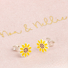 Kids Sunflower Earrings in Sterling Silver – Noa & Nellie Children’s Jewellery