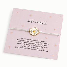 Best Friend Daisy Bracelet – Cute Friendship Gift – Adjustable Cord Bracelet