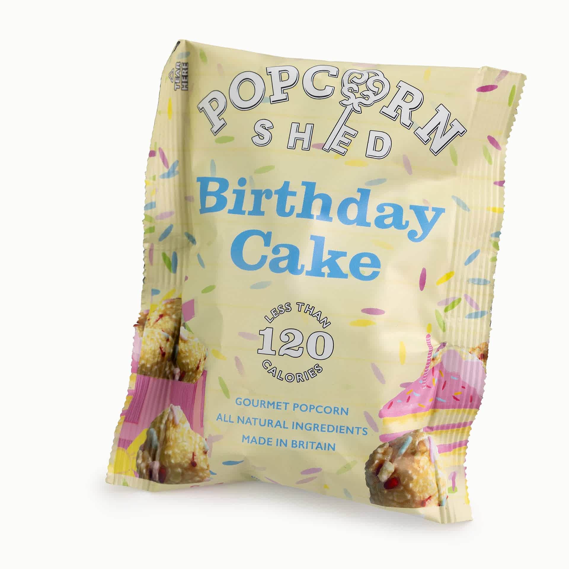 Popcorn Shed Birthday Cake Popcorn – White Chocolate & Sprinkles Snack Pack
