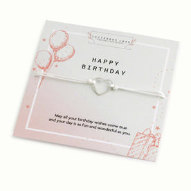 Birthday Heart Bracelet – Meaningful Jewellery Gift – Adjustable Cord Bracelet