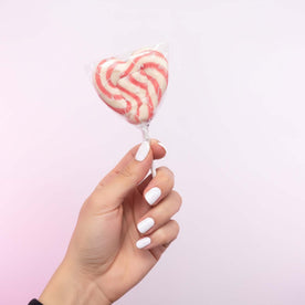 Handmade Strawberry Pink & White Lollipop