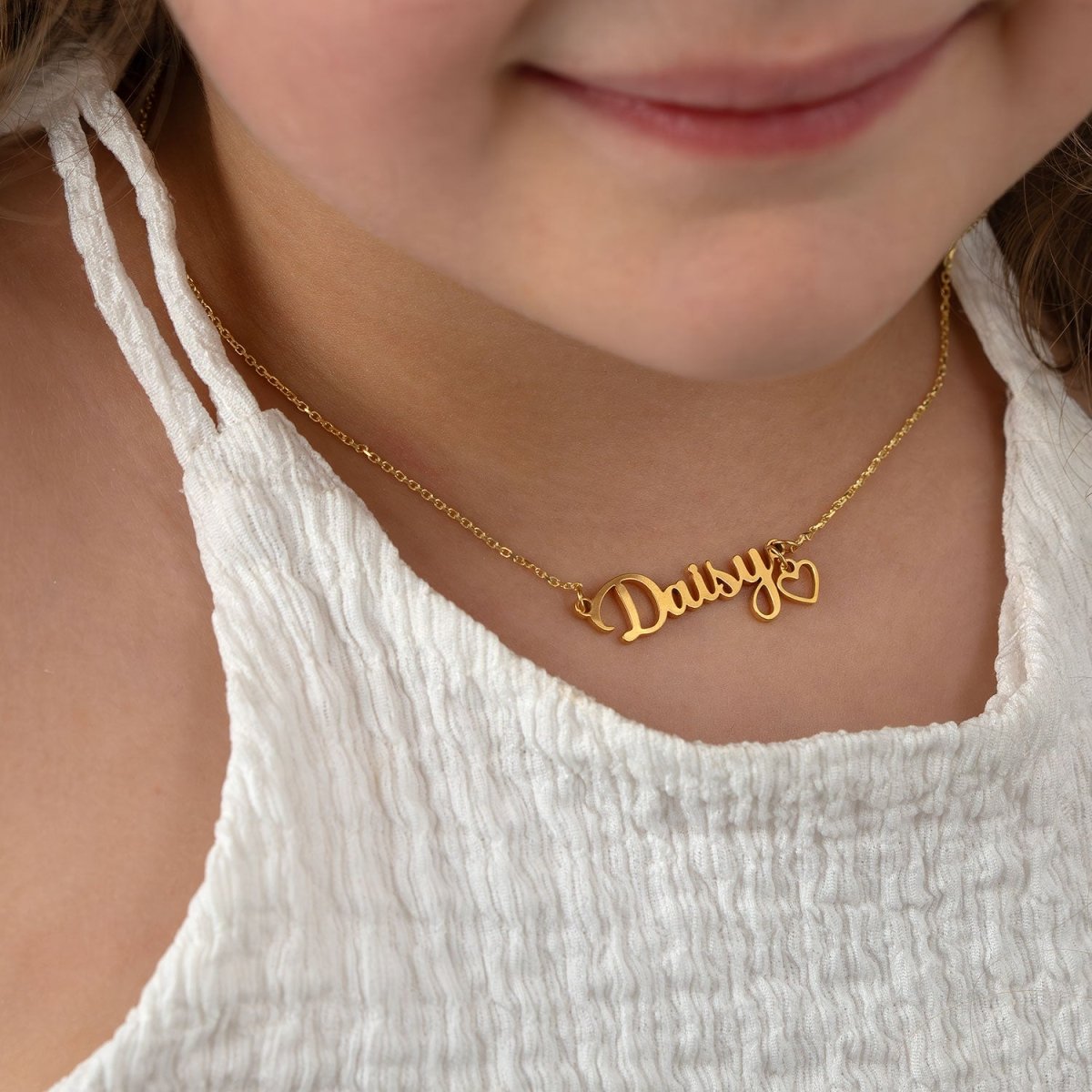 Noa & Nellie Necklace 18ct Gold / Style 1 / 14" Inches Personalised Kids Necklace