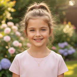 Kids Heart Necklace in Gold or Silver – Dainty Open Heart Pendant – 12"–16"